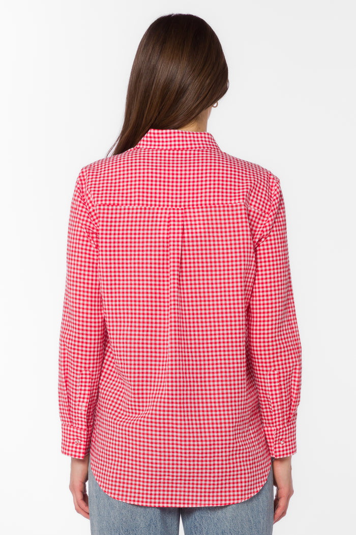 Adelynn Cherry Gingham Shirt - Tops - Velvet Heart Clothing