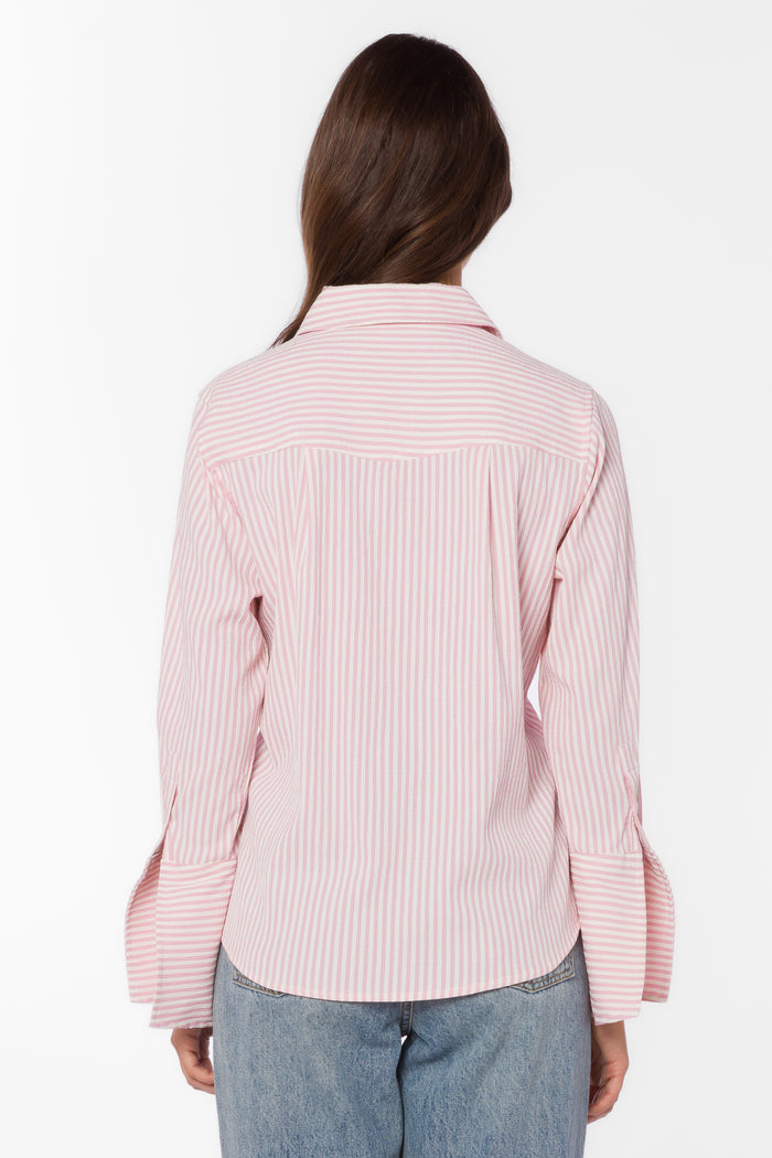 Amaya Pink Stripe Shirt - Tops - Velvet Heart Clothing