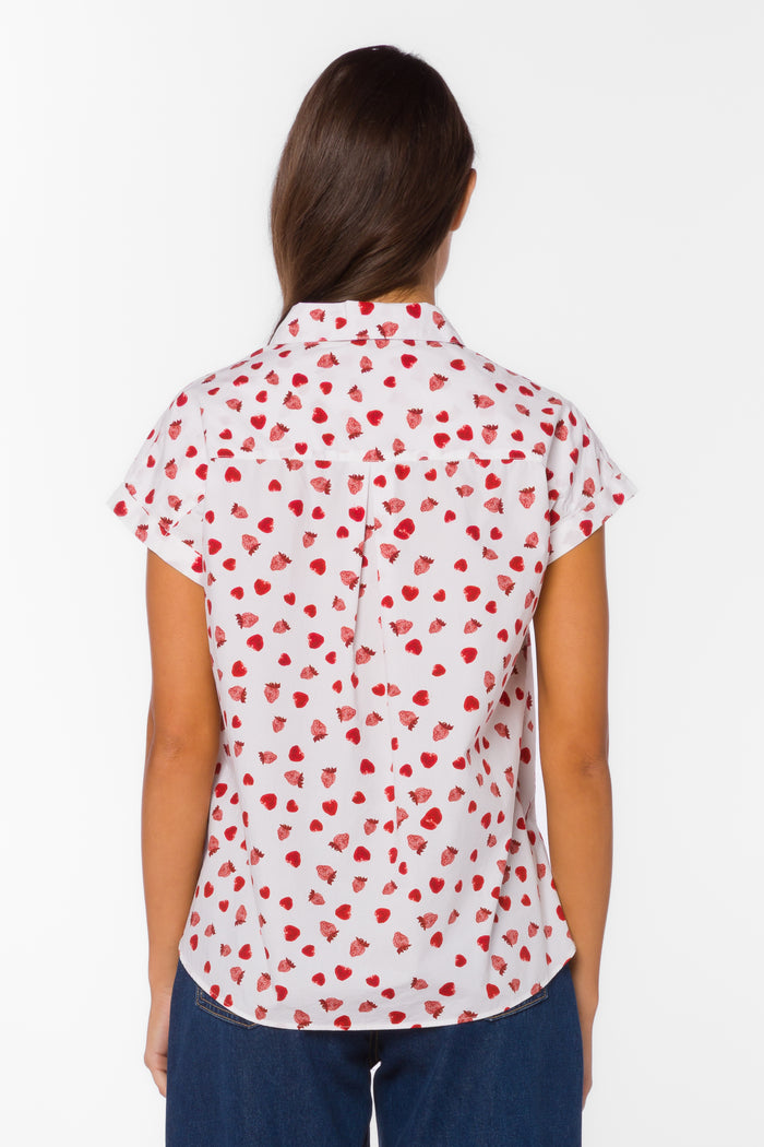 Babs Strawberry Fields Shirt - Tops - Velvet Heart Clothing