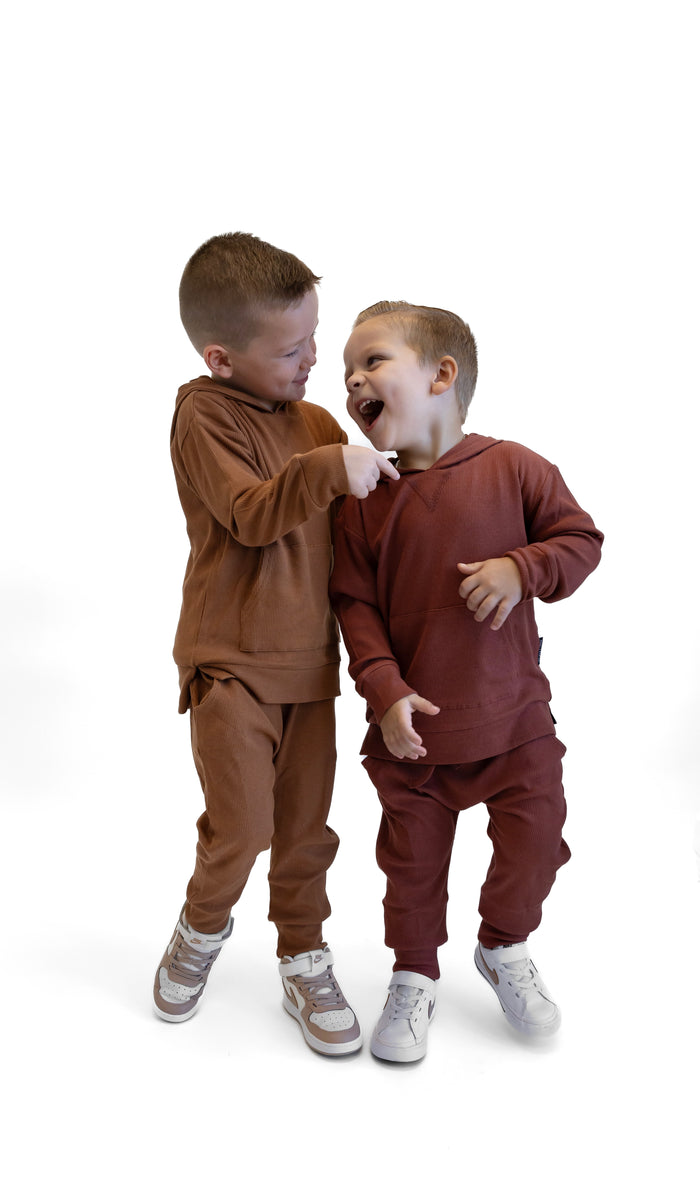 BAMBOO RIBBED HOODIE - NUTMEG