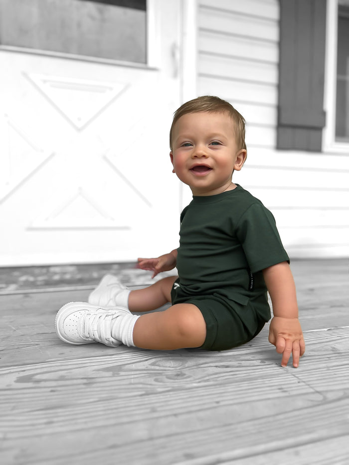 BAMBOO WAFFLE CARGO SHORTS - FOREST