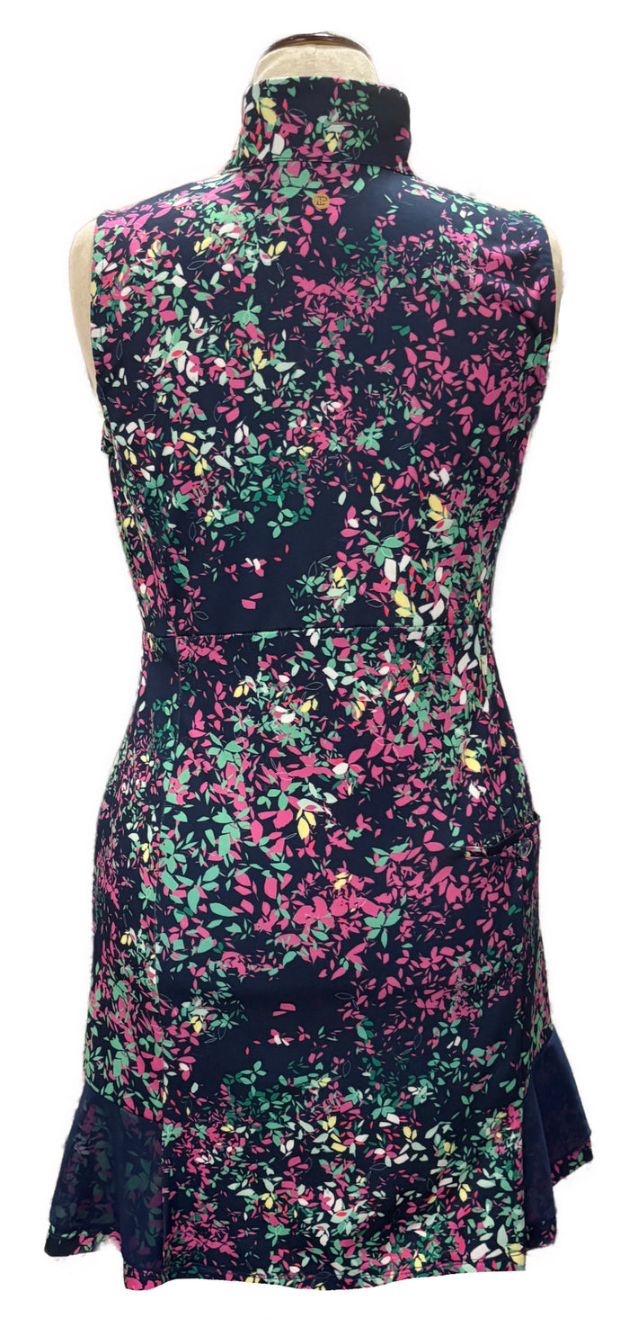 EP NY Navy, Pink & Green Foliage Women's Golf Dress Size M