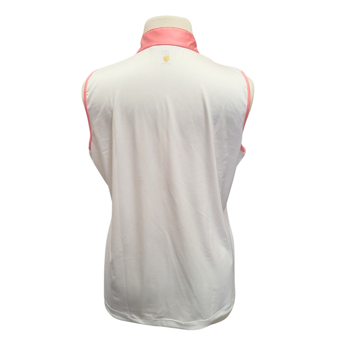 EP NY White & Coral 1/4 Zip Sleeveless Mock Women's Golf Top Size XXL