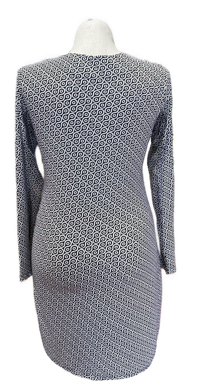 Ibkul Crew V-neck Dress - Black/White Size L MSP$118