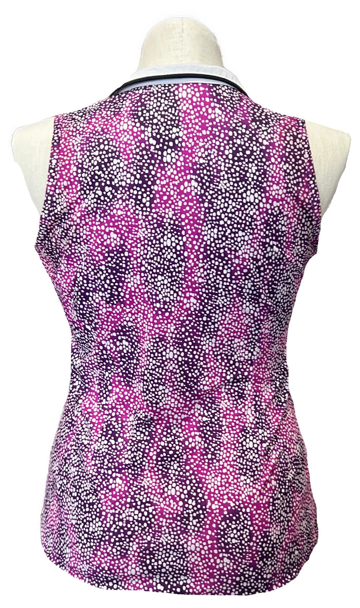 Jofit Purple & White Patterned Women's Sleeveless Golf Top Size M
