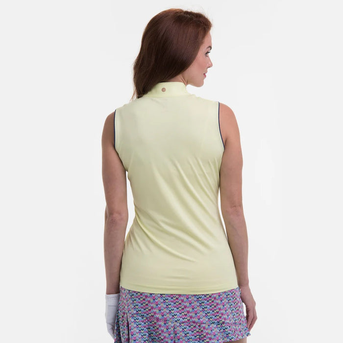 New EP NY Women's Yellow Sleeveless Zip Mock Golf Polo - Sea Mist MSP$80