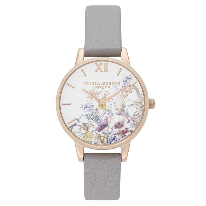 Olivia Burton Enchanted Garden Grey Lilac Leather Women's Watch - OB16EG150