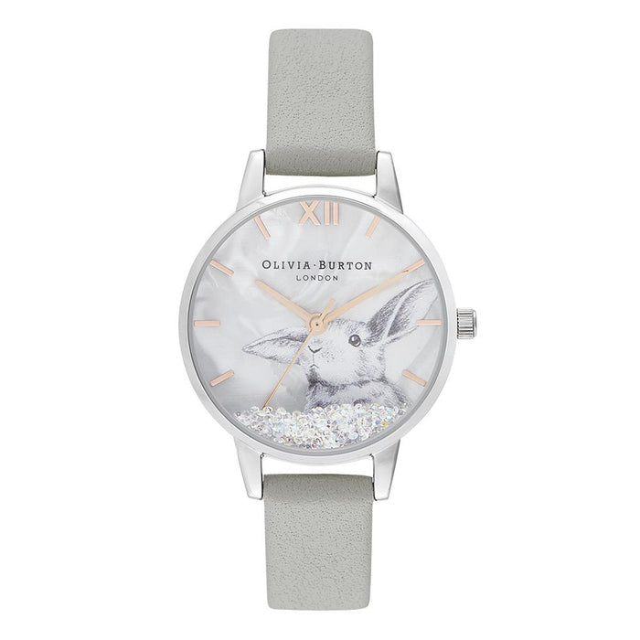 Olivia Burton Snow Globe Grey Leather Women's Watch - OB16WL86