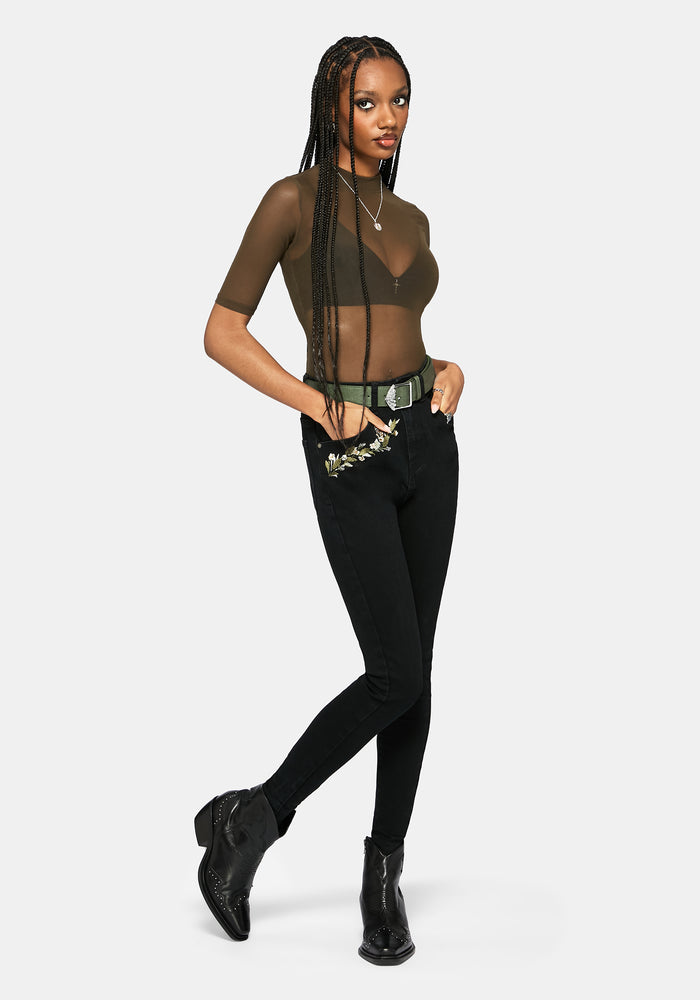 Rosamoth Debossed Buckle Belt - Green