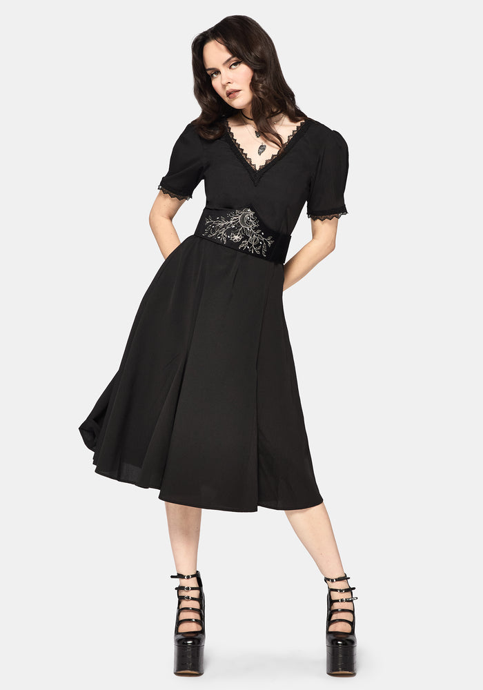 Sanzia Tie Back Lace Midi Dress