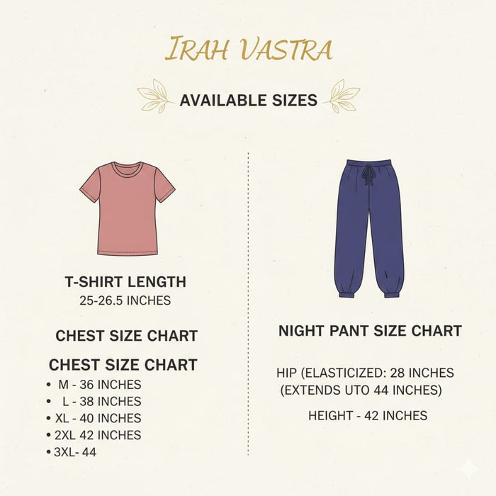 Irah Vastra womenβs ribbed T-shirt size chart
