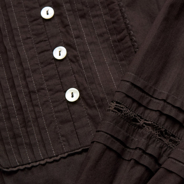 Women's Cotton Leaf Shirt Dress - Dark Brown