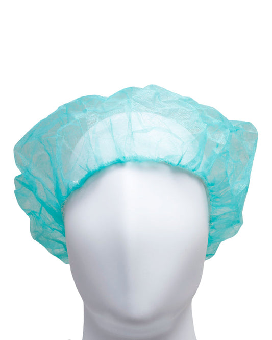 (1000/Case) Novus 21" Green Polypropylene Bouffant Caps