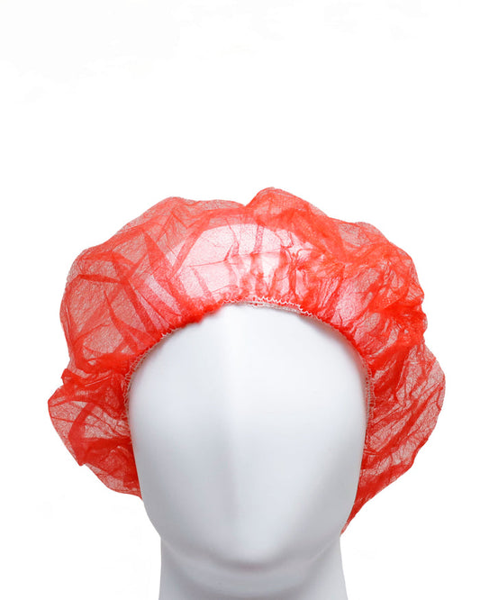 (1000/Case) Novus 21" Red Polypropylene Bouffant Caps