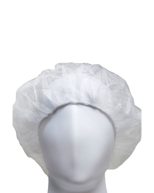 (1000/Case) Novus 21" White Polypropylene Bouffant Caps