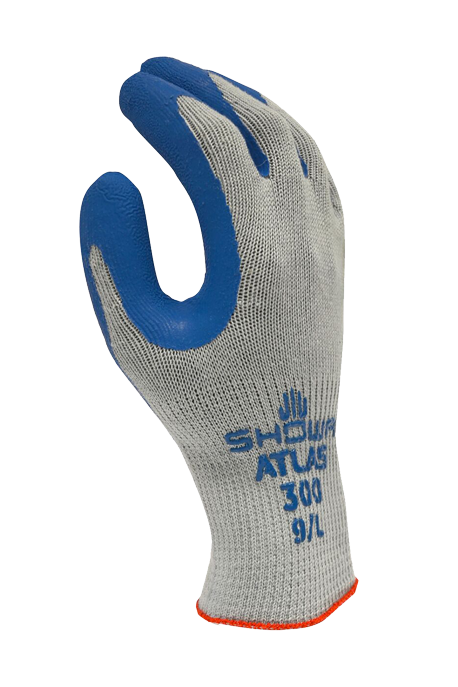 (12 Pairs) Atlas Fit 300 Blue Latex Palm Coated Gloves