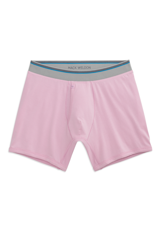 Front view of 18 hour Jersey Boxer Brief in Washed Pink