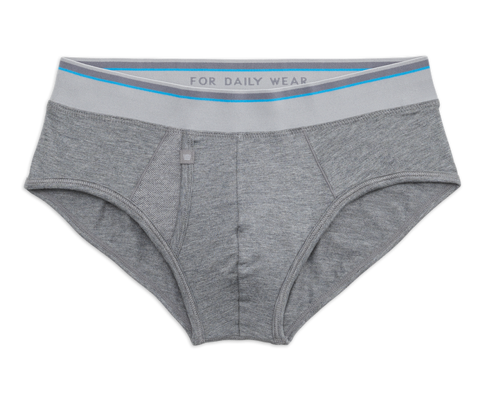 Grey Heather | Front view of 18-Hour Jersey Briefs in Grey Heather