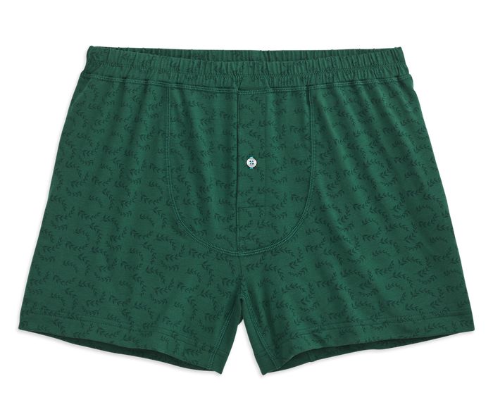 Green Briar Wild Ivy | Front view of 18-Hour Knit Boxer in Green Briar Wild Ivy