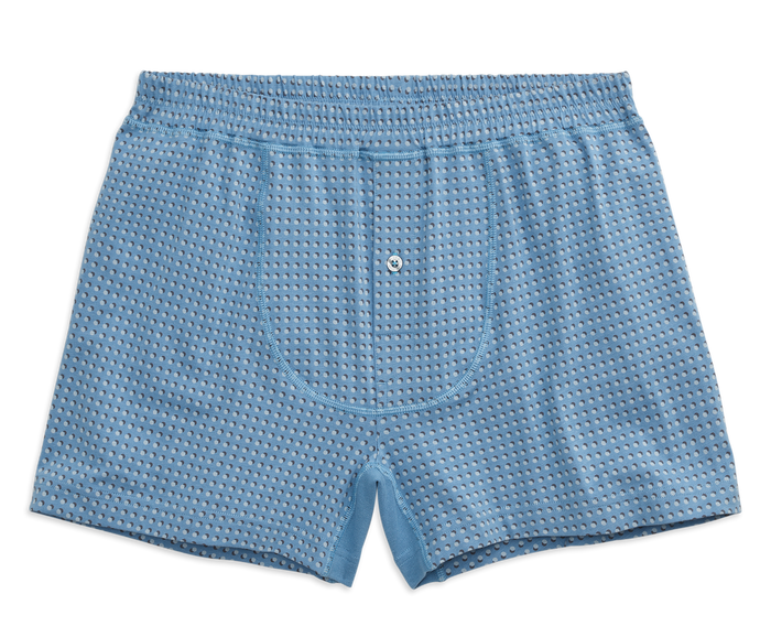 Chambray Shadow Dot | Front view of 18-Hour Knit Boxer in Chambray Shadow Dot