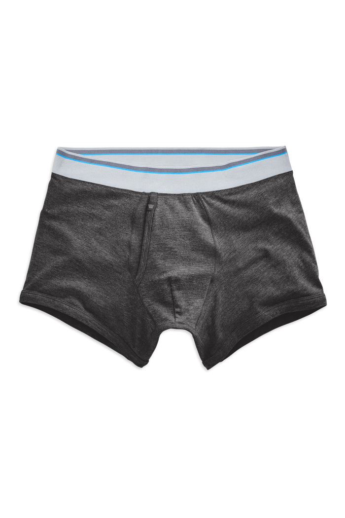 Charcoal Heather | Front view of 18-Hour Jersey Trunks in Charcoal Heather