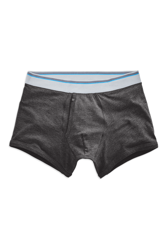 Charcoal Heather | Front view of 18-Hour Jersey Trunks in Charcoal Heather