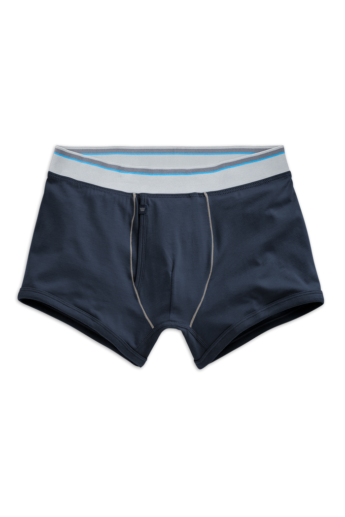 Blue Night | Front view of 18-Hour Jersey Trunks in Blue Night