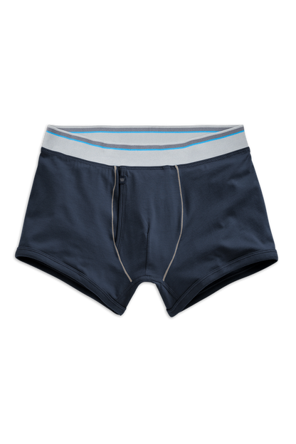 Blue Night | Front view of 18-Hour Jersey Trunks in Blue Night