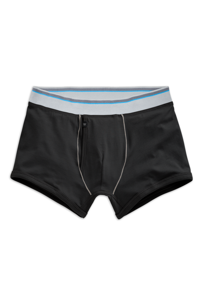 True Black | Front view of 18-Hour Jersey Trunks in True Black