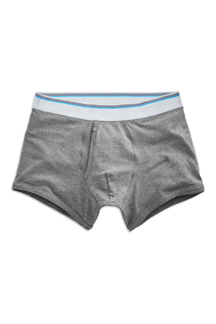 Grey Heather | Front view of 18-Hour Jersey Trunks in Grey Heather