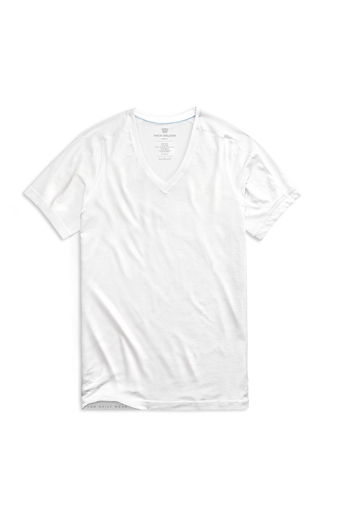 Bright White | Front view of 18-Hour Jersey V-Neck Undershirt in Bright White