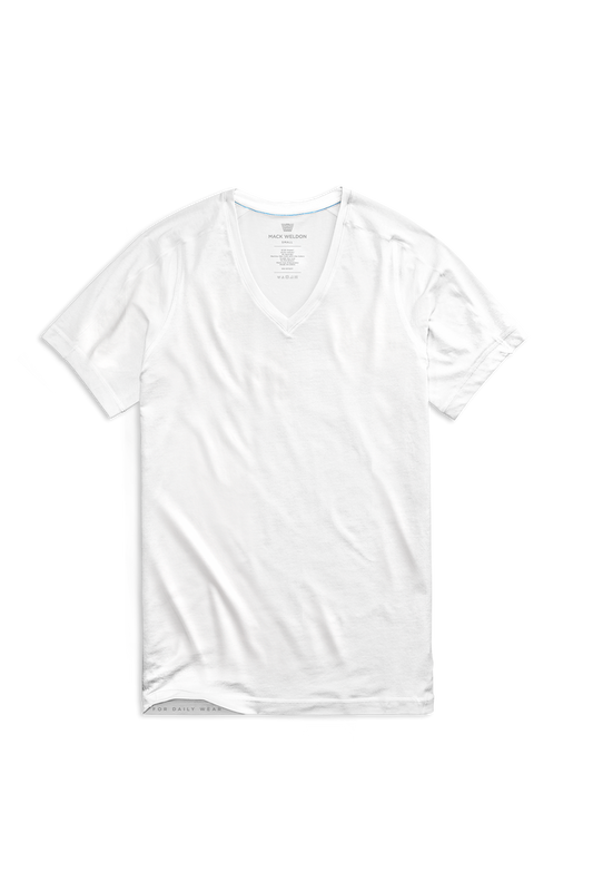 Bright White | Front view of 18-Hour Jersey V-Neck Undershirt in Bright White
