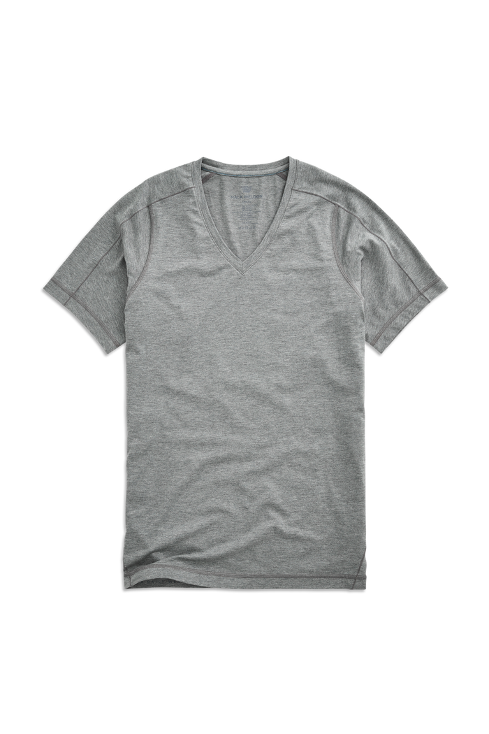 Grey Heather | Front view of 18-Hour V-Neck Undershirt in Grey Heather