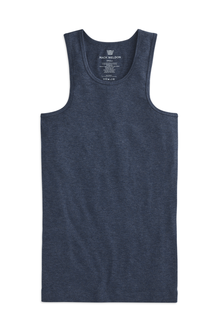 True Navy Heather | Front view of 18-Hour Rib Tank in True Navy Heather