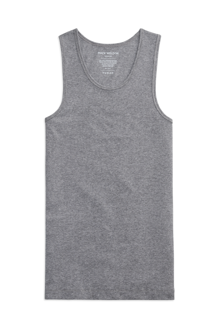 Front view of 18 hour rib tank in Medium Grey Heather