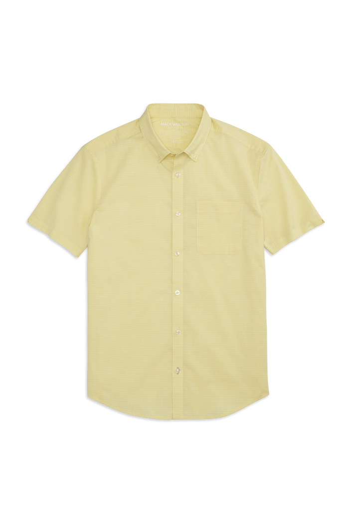 Front view of 24/7 Poplin Short Sleeve Shirt in  Partly Sunny Glen Plaid