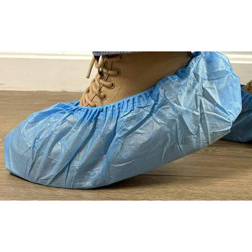 (300/Case) Blue Polypropylene Disposable Shoe Covers with Sticky PE Coating
