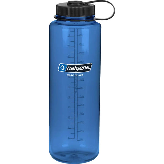 Nalgene 48oz Wide Mouth Silo bottle in blue with black cap