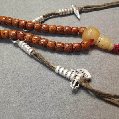 5mm Sterling Silver Prayer Bead Counters - Tibetan Buddhist art, close-up detail