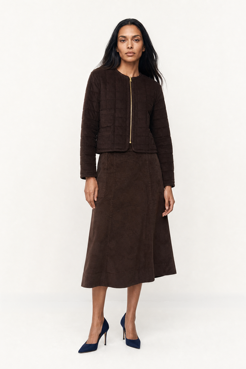 Abbey Skirt In Corduroy Choc