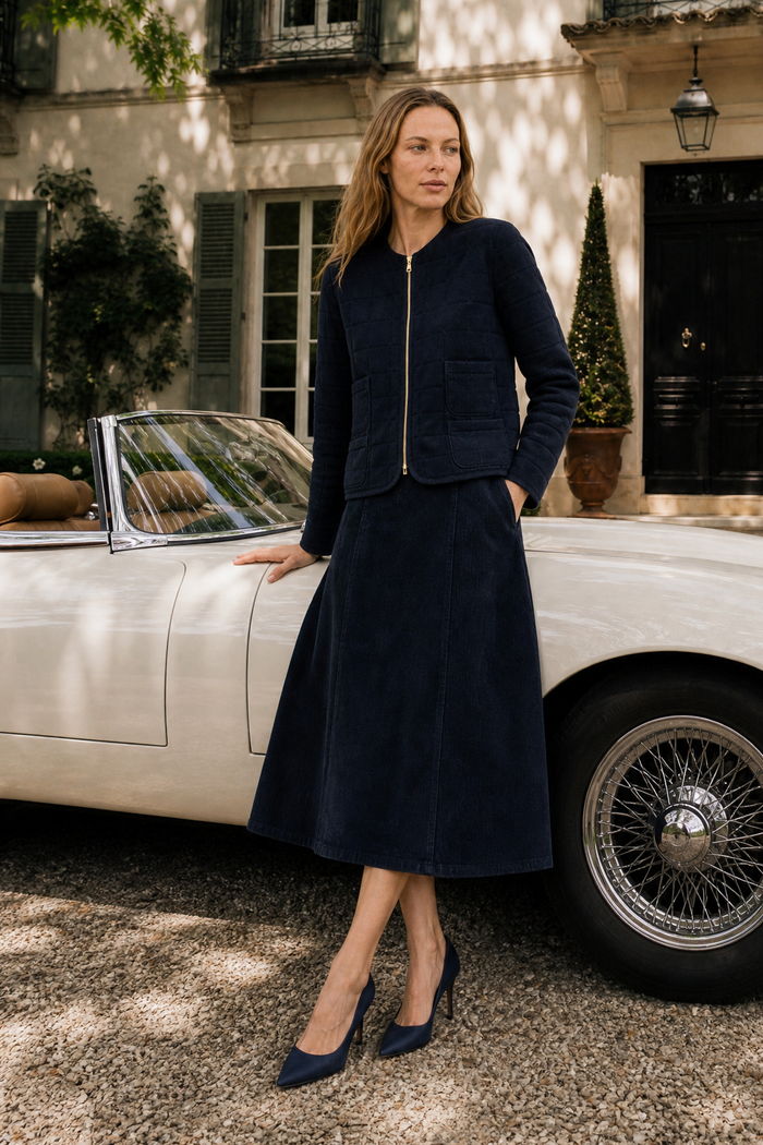 Abbey Skirt In Corduroy Navy