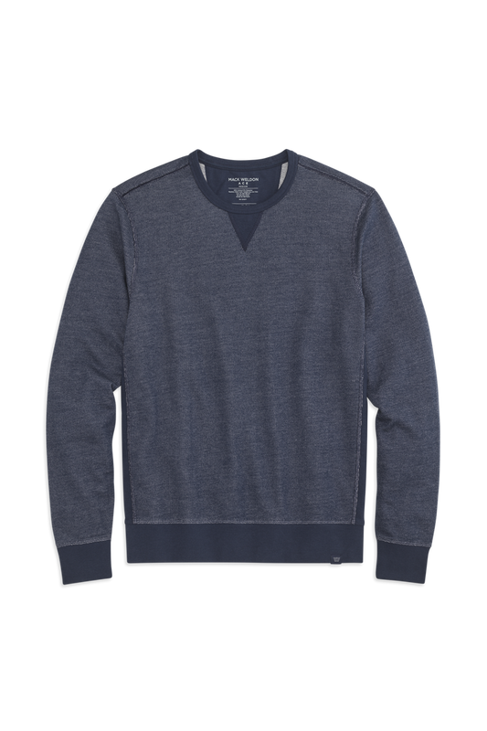 Front view of Ace Crew Neck Sweatshirt in True Navy - Bird's Eye