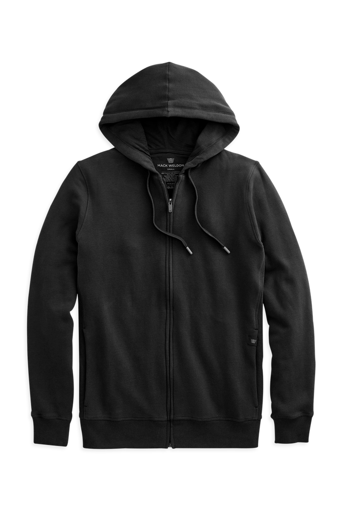 True Black | Front view of Ace Full Zip Hooded Sweatshirt in True Black