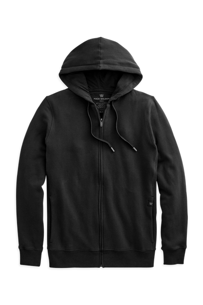True Black | Front view of Ace Full Zip Hooded Sweatshirt in True Black