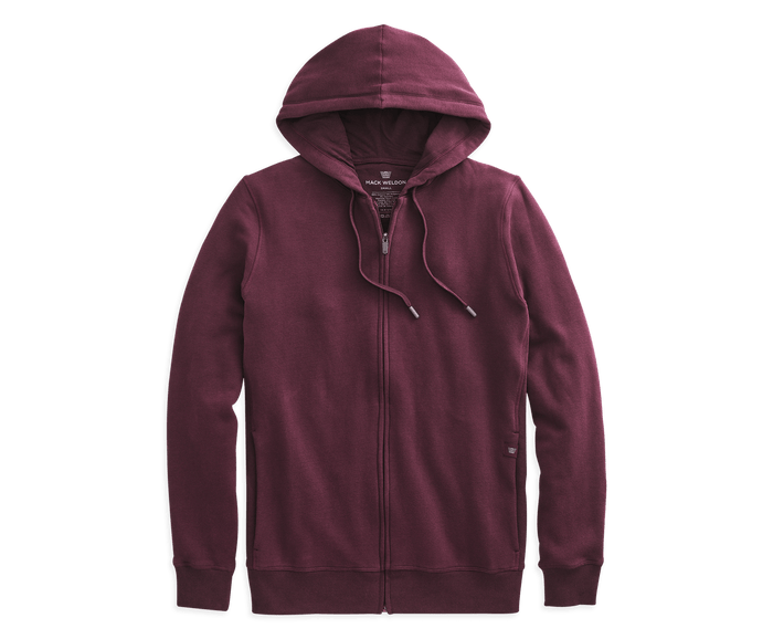 Winestain | Front view of Ace Full Zip Hooded Sweatshirt in Winestain