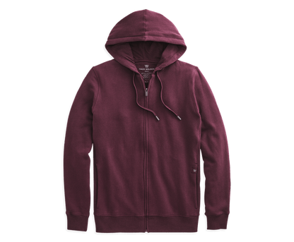 Winestain | Front view of Ace Full Zip Hooded Sweatshirt in Winestain