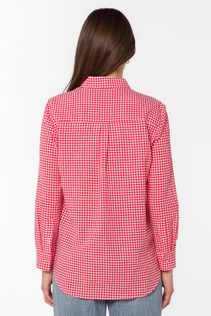 Adelynn Cherry Gingham Shirt - Tops - Velvet Heart Clothing