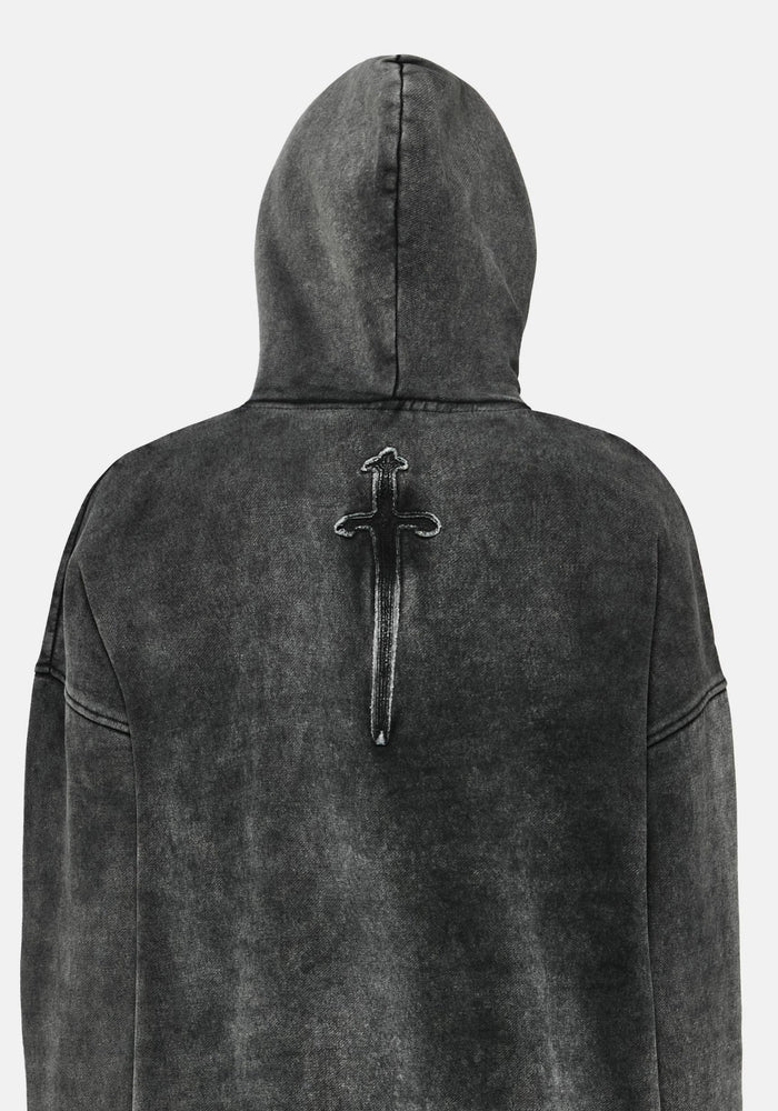 Aelin Sword Applique Hooded Sweater Dress - Black
