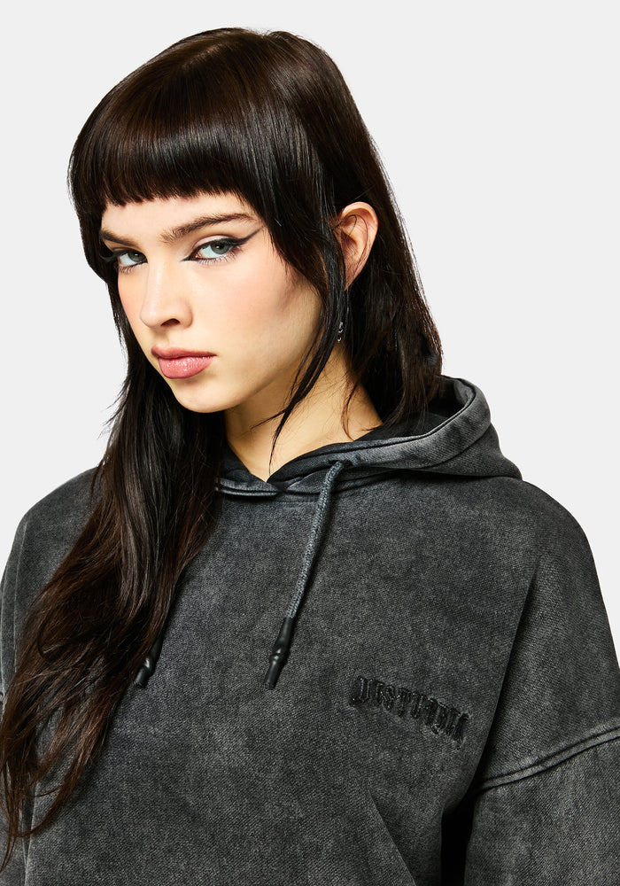 Aelin Sword Applique Hooded Sweater Dress - Black