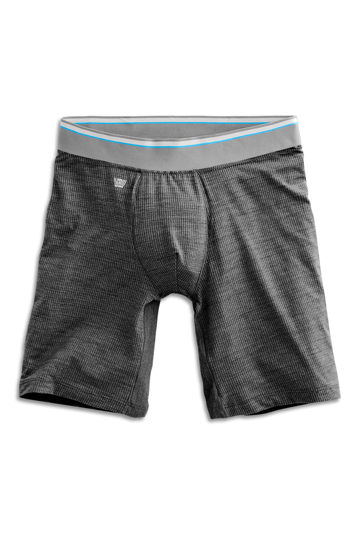Charcoal Heather | Front view of Airknitx 8" Boxer Brief in Charcoal Heather
